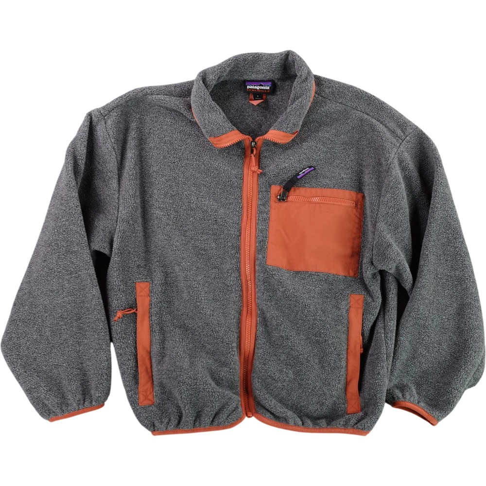 Patagonia Synchilla Fleece Jacket Mens Small Gray Orange Full Zip STY22955FA23